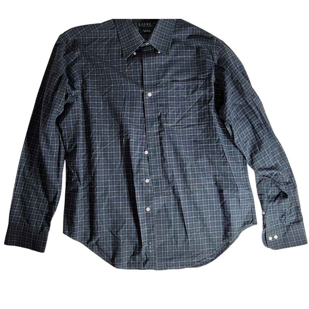 Lauren Ralph Lauren Mens 16.5 36/37 Classic Fit Non Iron Plaid Button Down Shirt